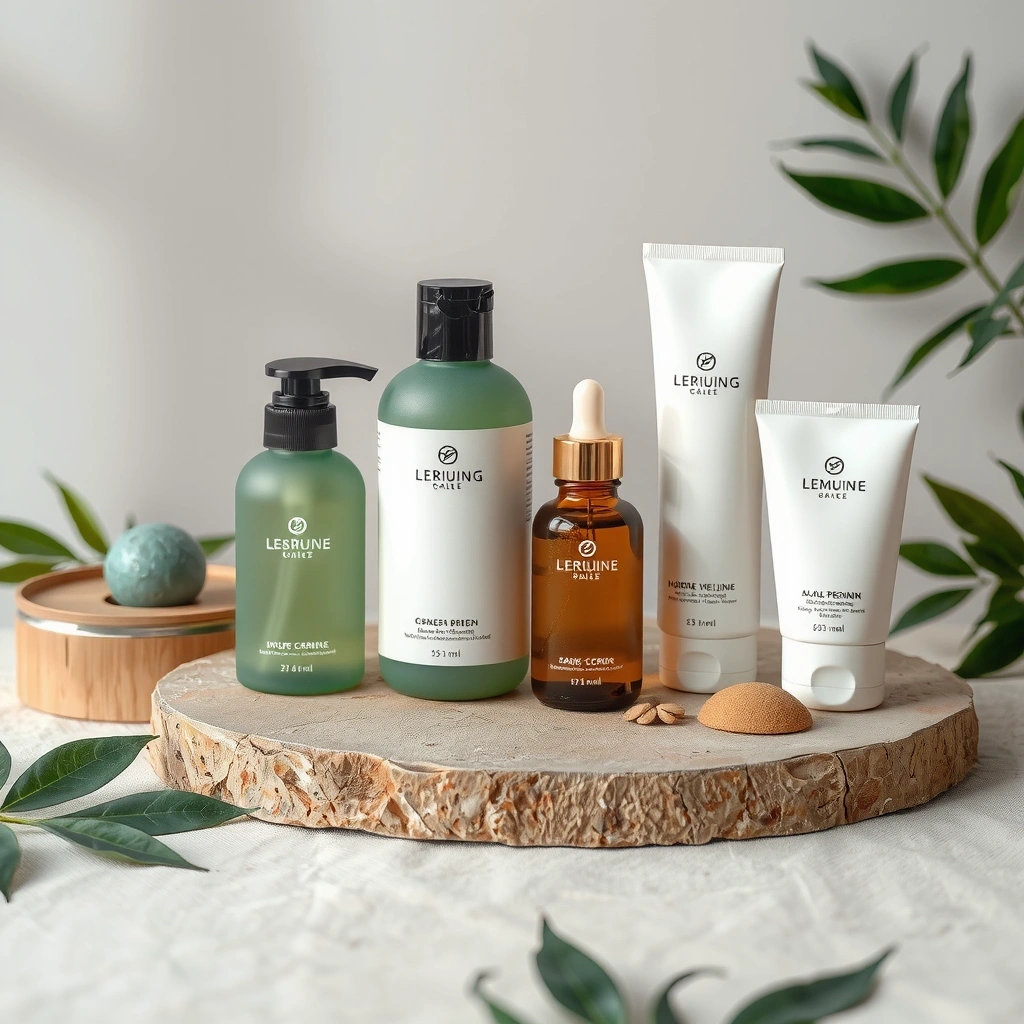 Premium wellness product bottles with natural ingredients